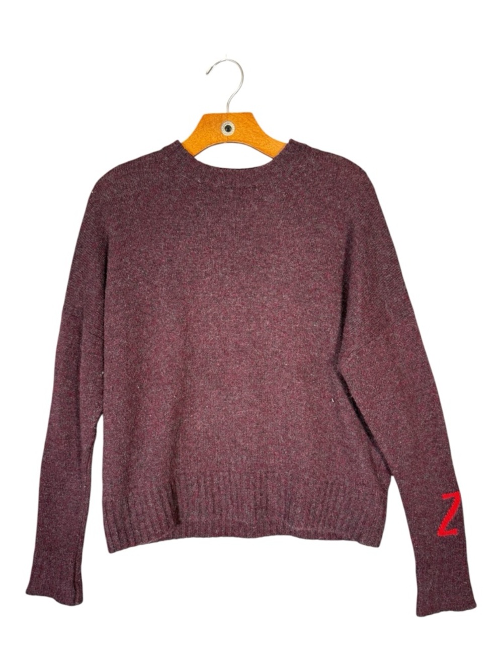 Zadig & Voltaire Roby 100% Cashmere Burgundy Sweater Boxy Crew Neck  XS